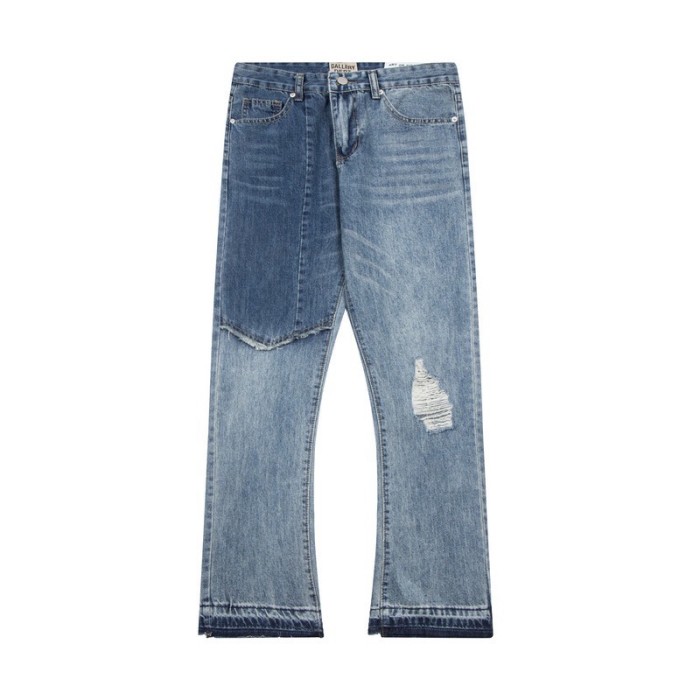 Splicing damage washed flared pants