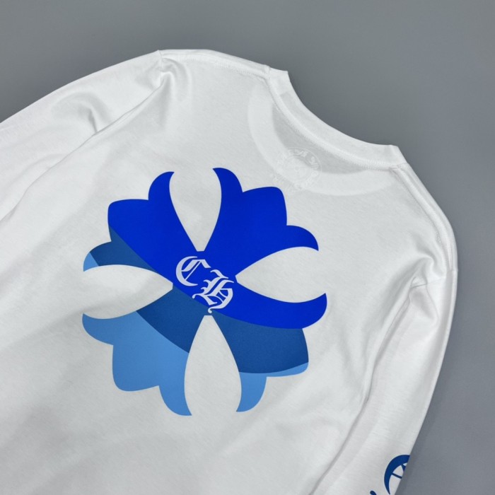 1:1 quality version Gradual change blue cross long sleeve T-Shirt