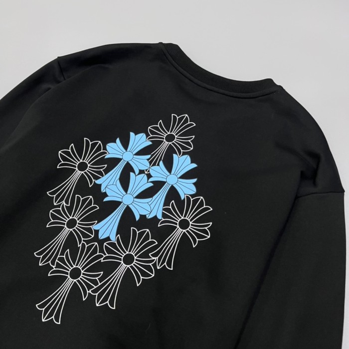 1:1 quality version Rhombus Blue Cross Crew Neck Pullover Sweatshirt