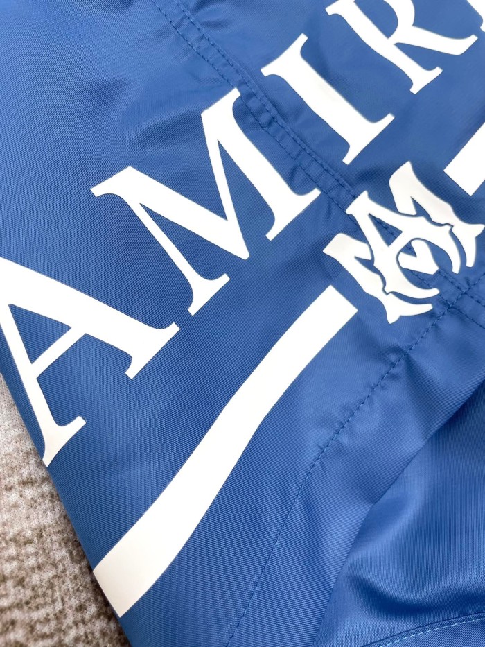 [Buy More Save More] 1:1 quality version Horizontal striped letter nylon beach shorts blue