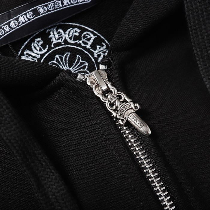 Yellow dagger print zipper hoodie