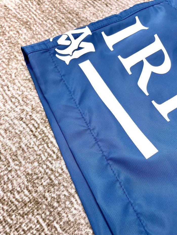 [Buy More Save More] 1:1 quality version Horizontal striped letter nylon beach shorts blue
