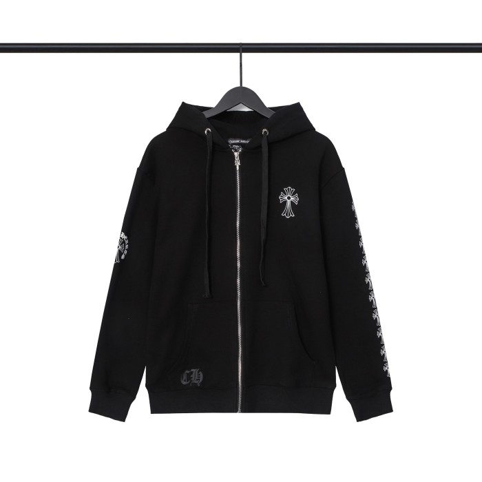 Back cross horseshoe zipper hoodie