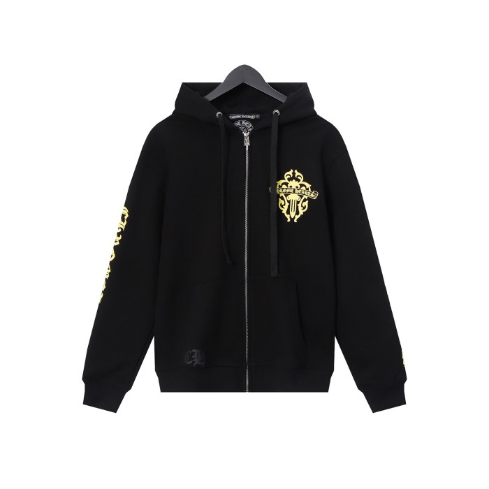 Yellow dagger print zipper hoodie