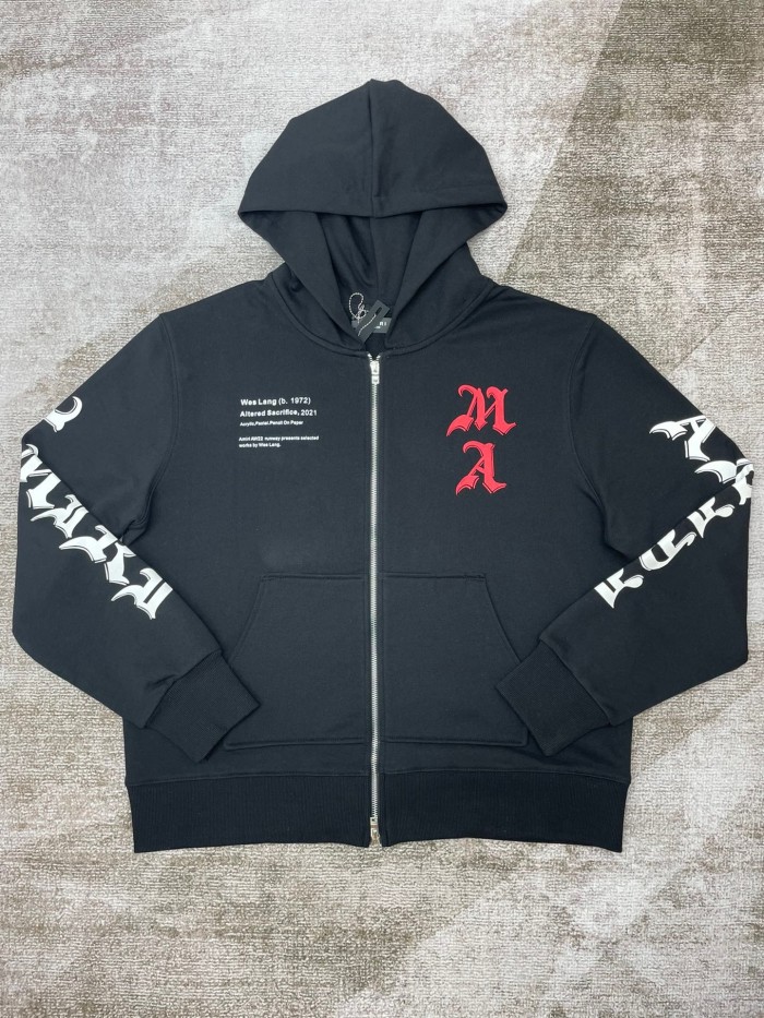 1:1 quality version Sanskrit skull zipper hoodie