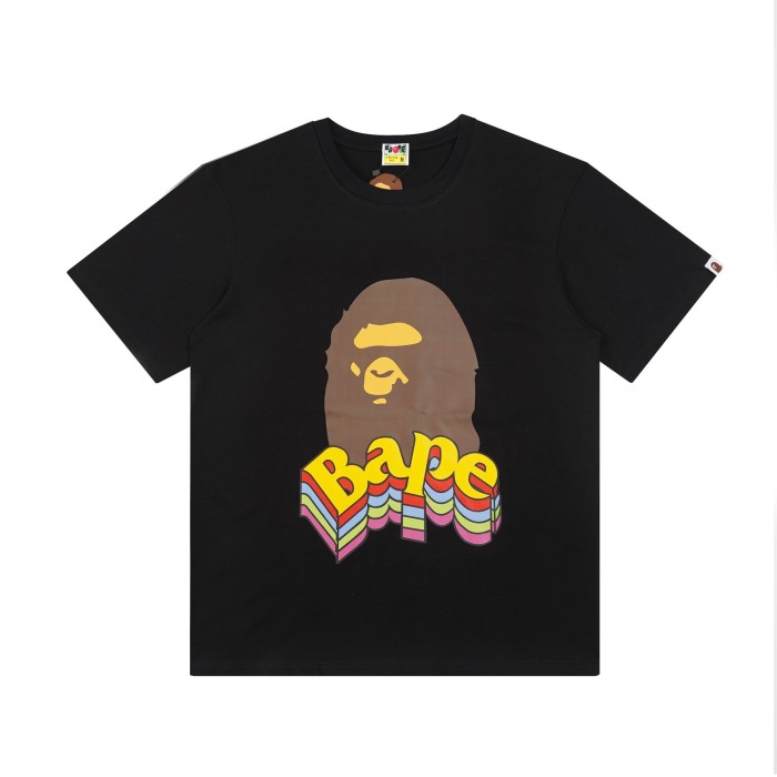 Ape 3D three-dimensional colorful letters short-sleeved T-shirt
