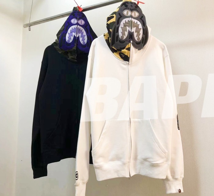 Colorful embroidered tiger shark hoodie