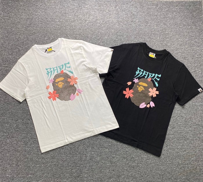 1:1 quality version Cherry blossom ape hair bubble three-dimensional print tee