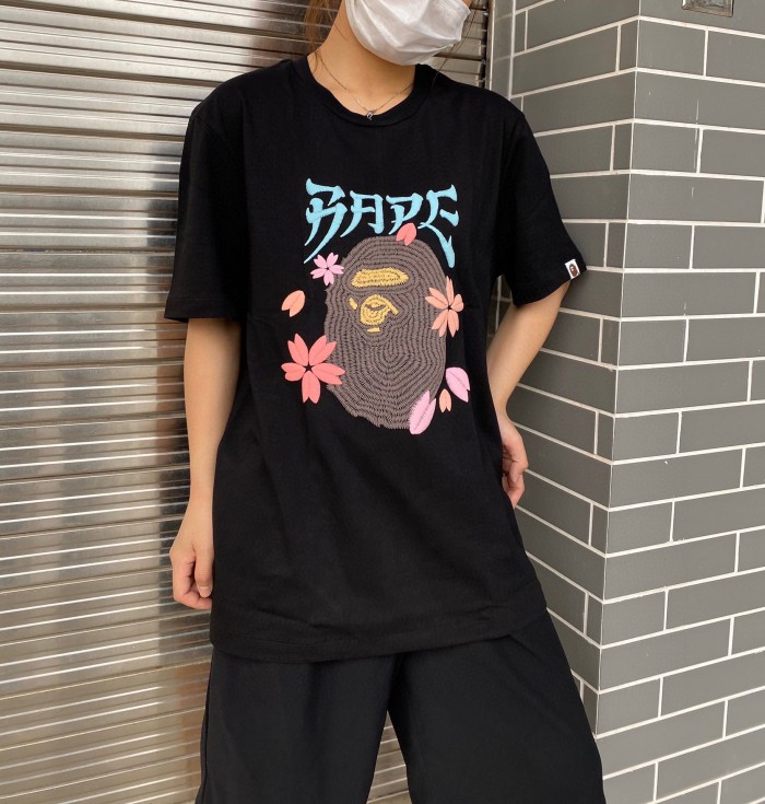 1:1 quality version Cherry blossom ape hair bubble three-dimensional print tee