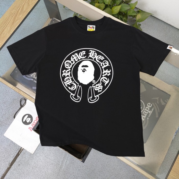 1:1 quality version Ape head cross pattern printed tee 2 colors