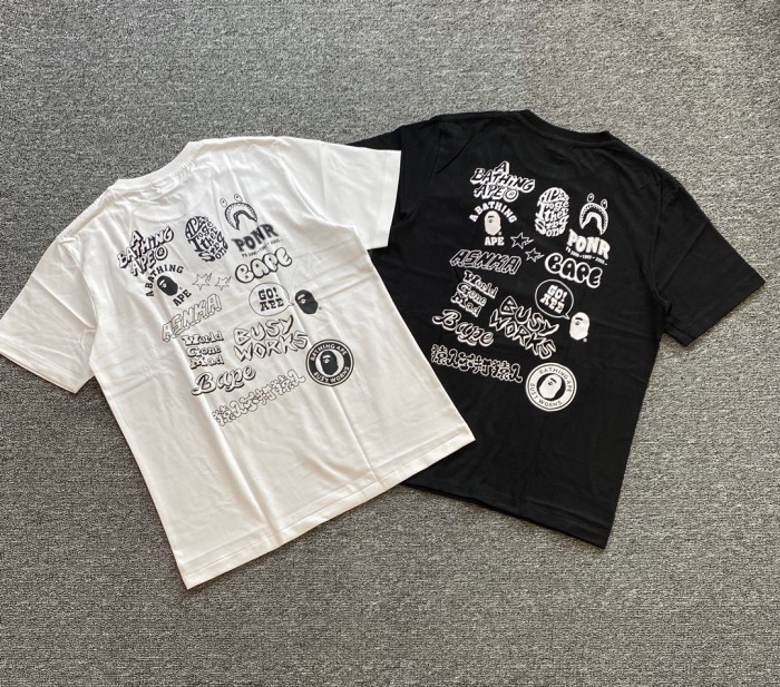 1:1 quality version Ape head behind the badge pattern collection tee