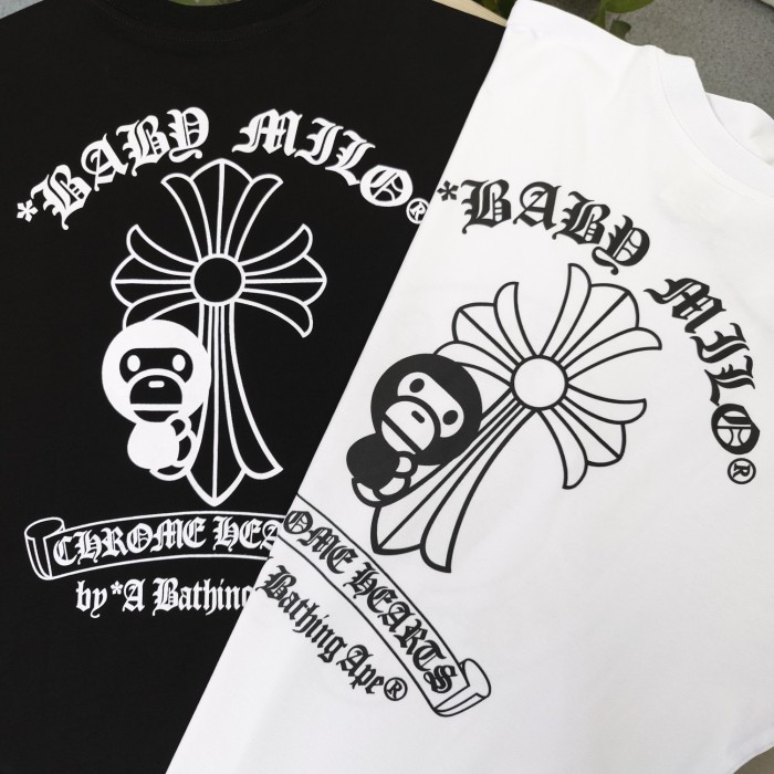 1:1 quality version Ape head cross pattern printed tee 2 colors