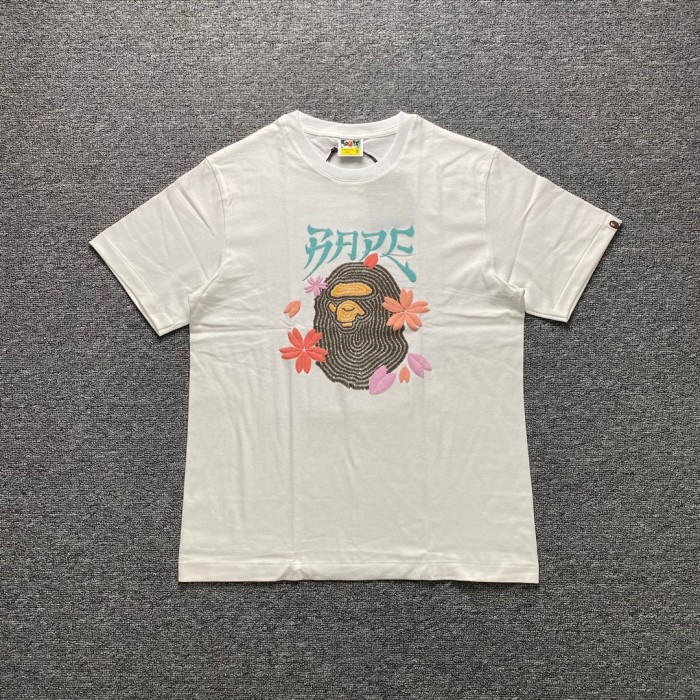 1:1 quality version Cherry blossom ape hair bubble three-dimensional print tee