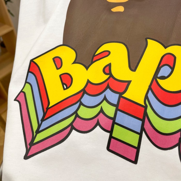 Ape 3D three-dimensional colorful letters short-sleeved T-shirt