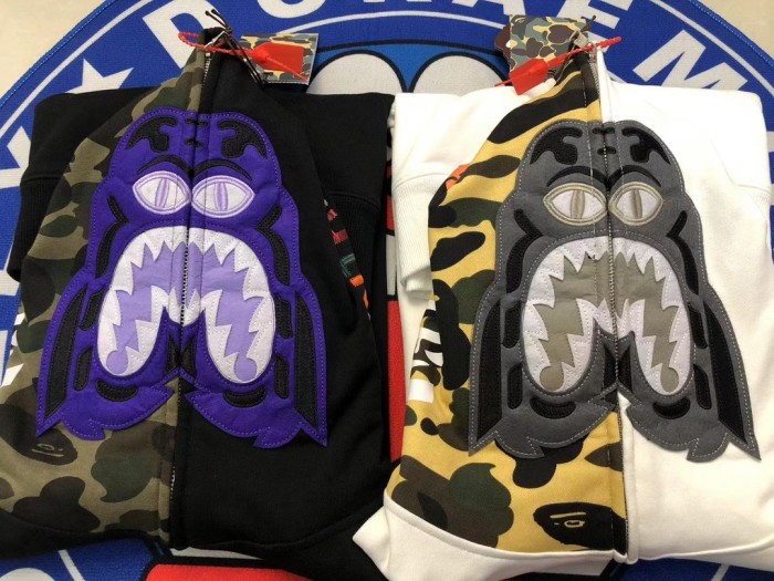 Colorful embroidered tiger shark hoodie
