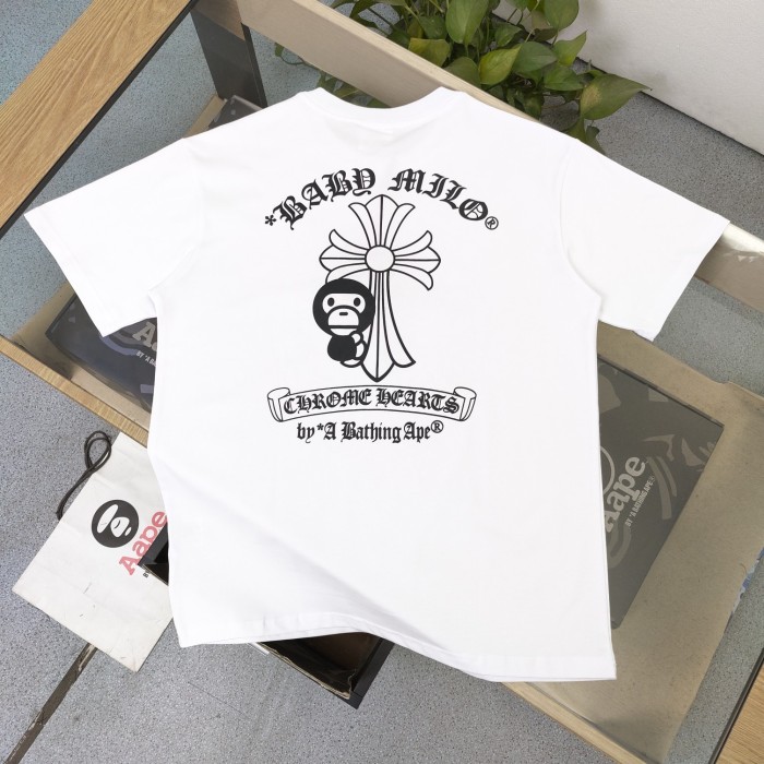 1:1 quality version Ape head cross pattern printed tee 2 colors