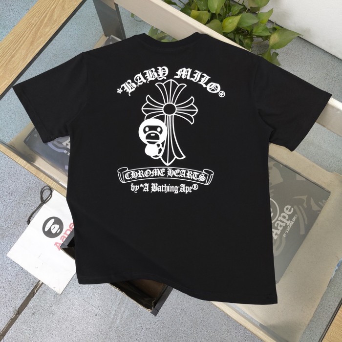 1:1 quality version Ape head cross pattern printed tee 2 colors