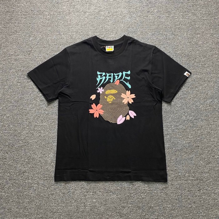 1:1 quality version Cherry blossom ape hair bubble three-dimensional print tee