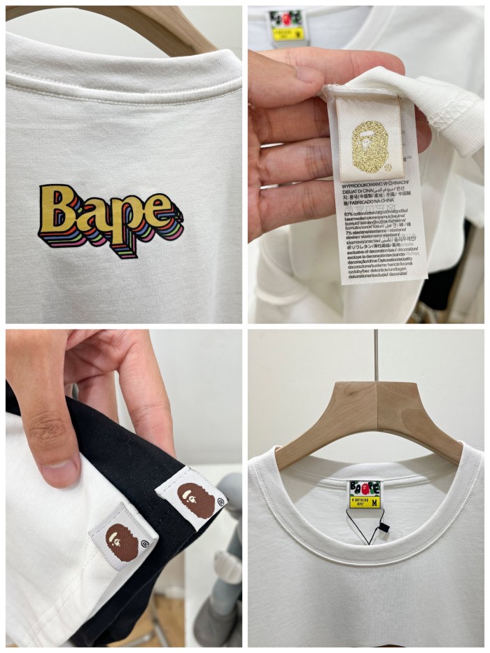 Ape 3D three-dimensional colorful letters short-sleeved T-shirt