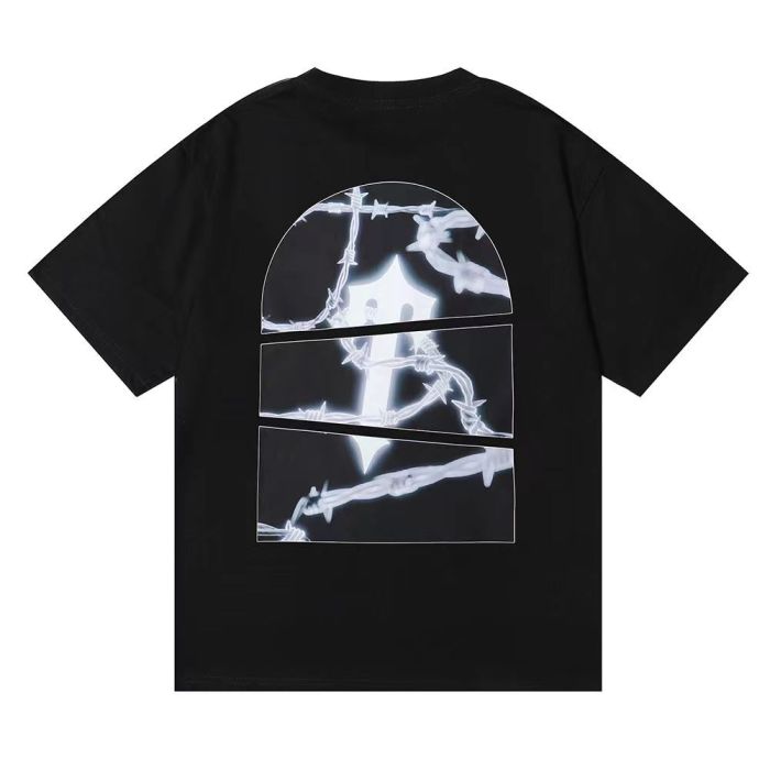 Back luminous letters thorn pattern tee