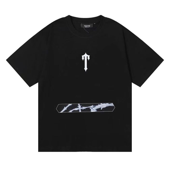 Back luminous letters thorn pattern tee