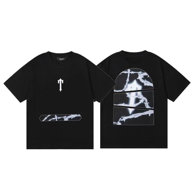 Back luminous letters thorn pattern tee