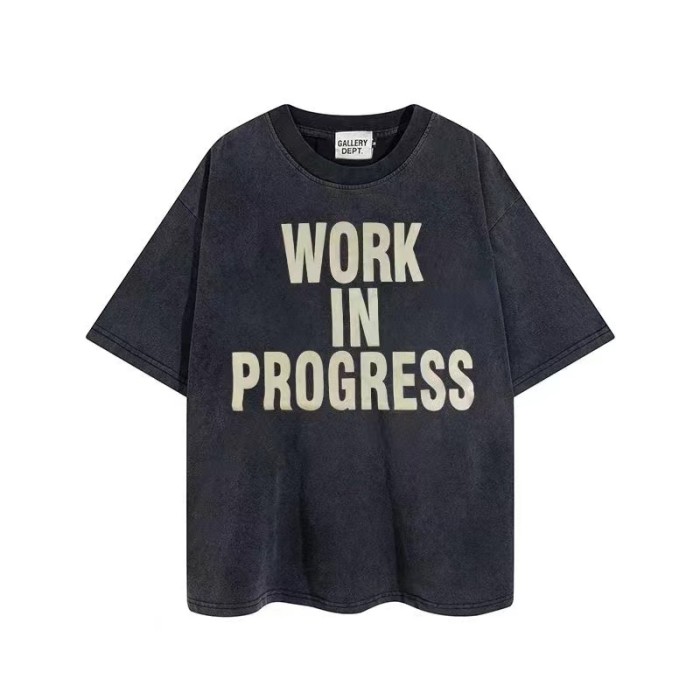 1:1 quality version English alphabet print wash to make old washed tee