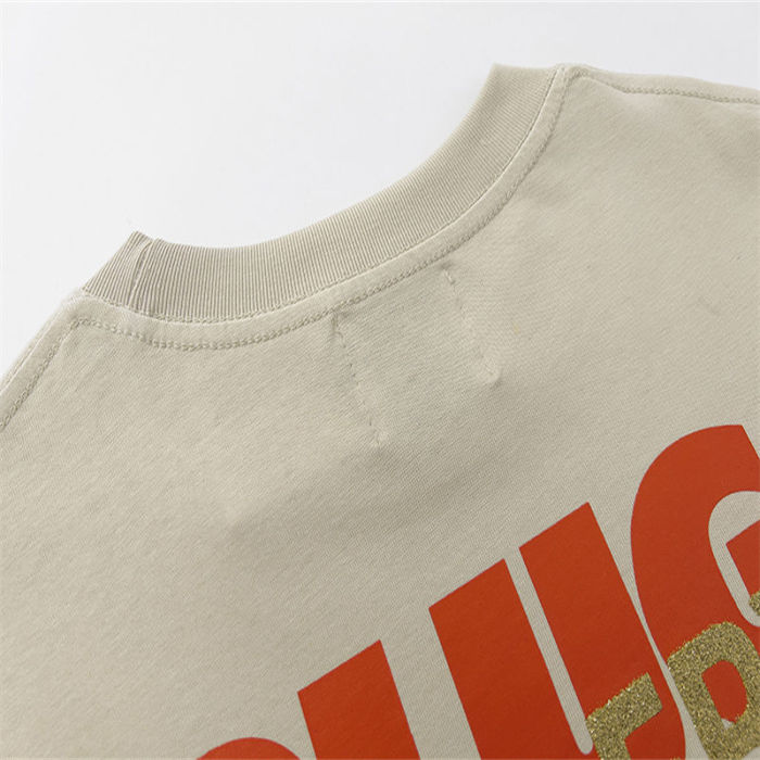 Gold powder letter print T-shirt