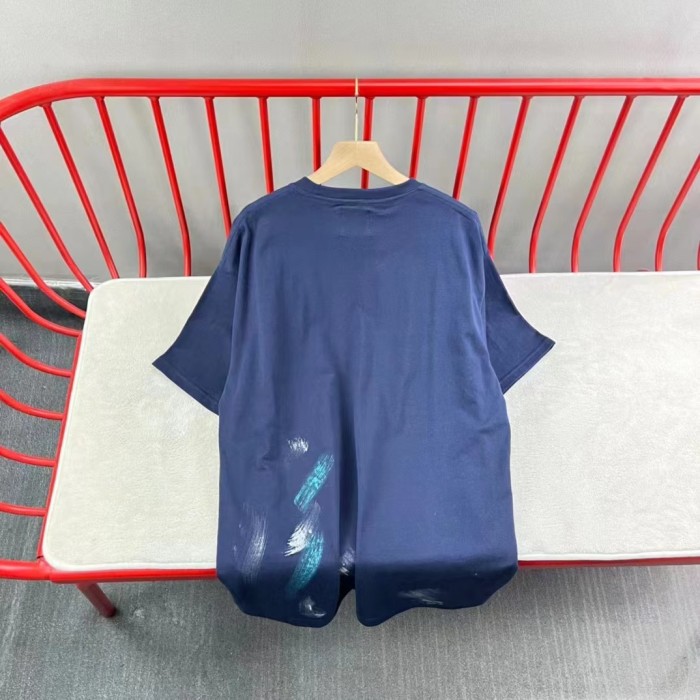 1:1 quality version Ink splash hand-painted letters printed washed tee 2 colors