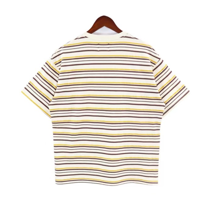 Apricot striped personalized hand-painted pattern T-shirt