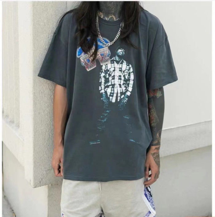 Washed and aged character print tee