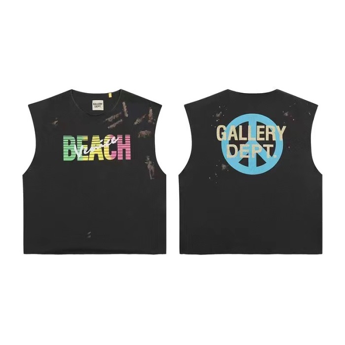1:1 quality version Washed and worn vintage sleeveless shoulder washed tee