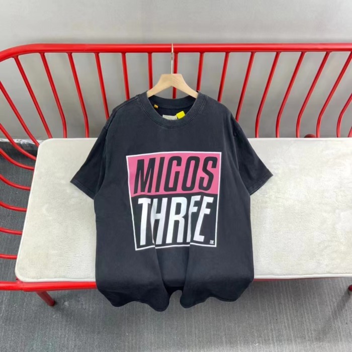 1:1 quality version Skull head multi-letter print washed tee 2 colors