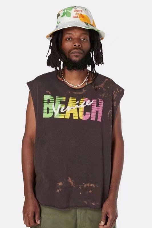 1:1 quality version Washed and worn vintage sleeveless shoulder washed tee