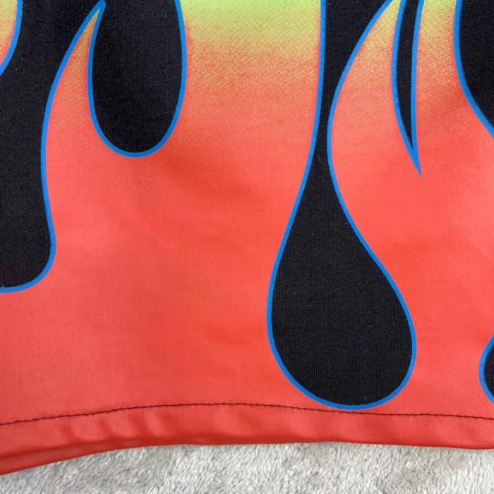 Flame print short-sleeved shirt shorts