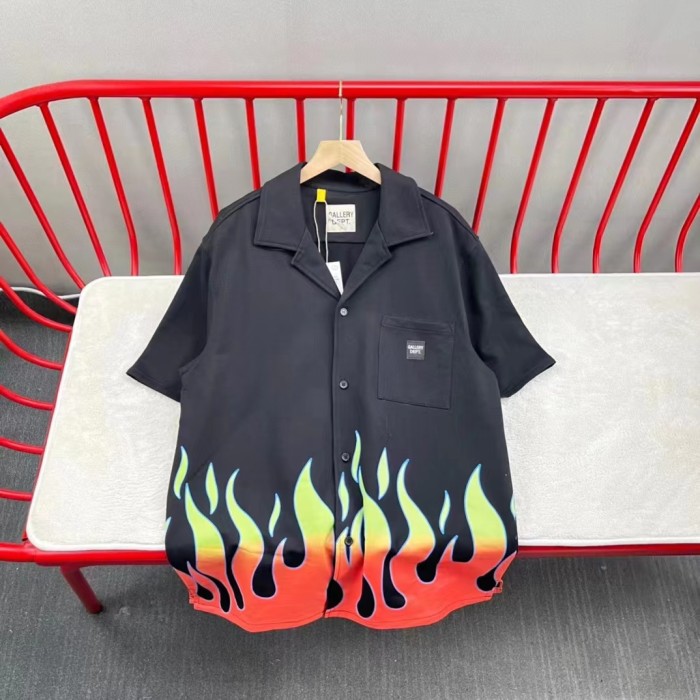 Flame print short-sleeved shirt shorts