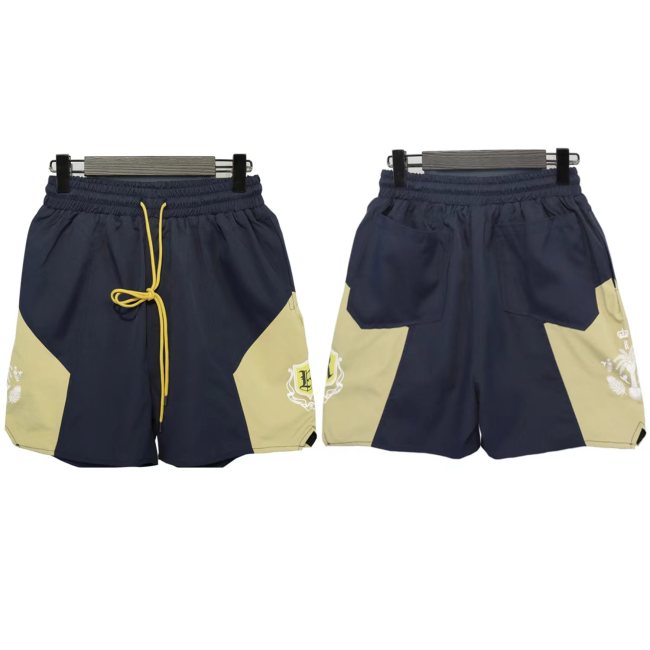 Letters coconut tree print color blocking sports shorts