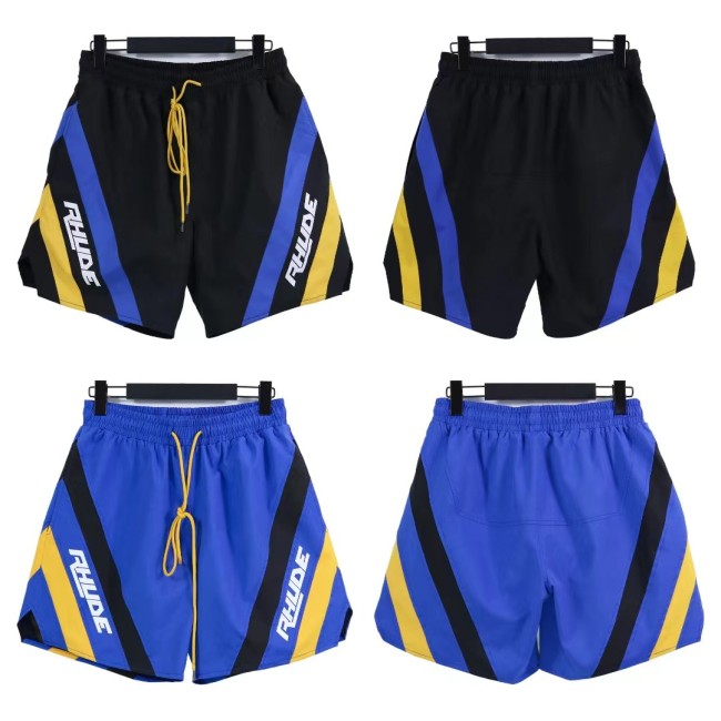 Men's logo printed letters side color blocking sports shorts