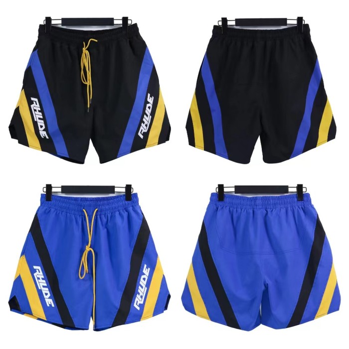 Men's logo printed letters side color blocking sports shorts