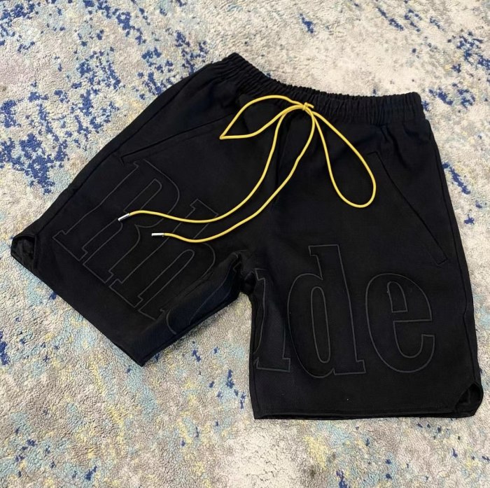 [Buy More Save More]Summer letter logo embroidered drawstring shorts black