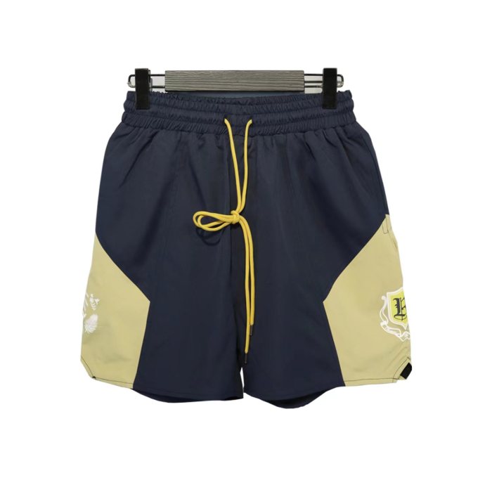 Letters coconut tree print color blocking sports shorts
