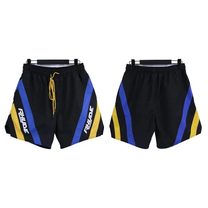 Men's logo printed letters side color blocking sports shorts