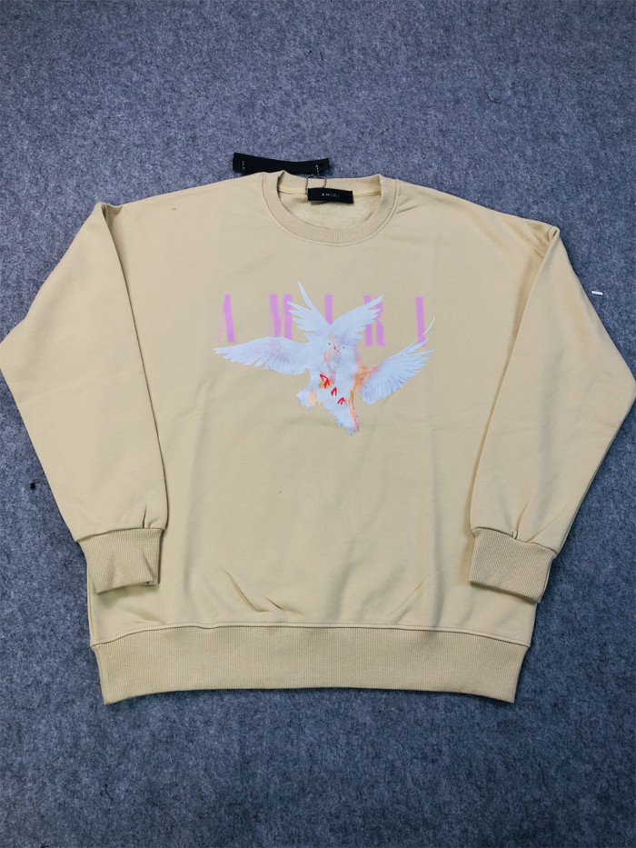 [buy more save more]Pink word peace dove print round neck sweatshirt 21152724