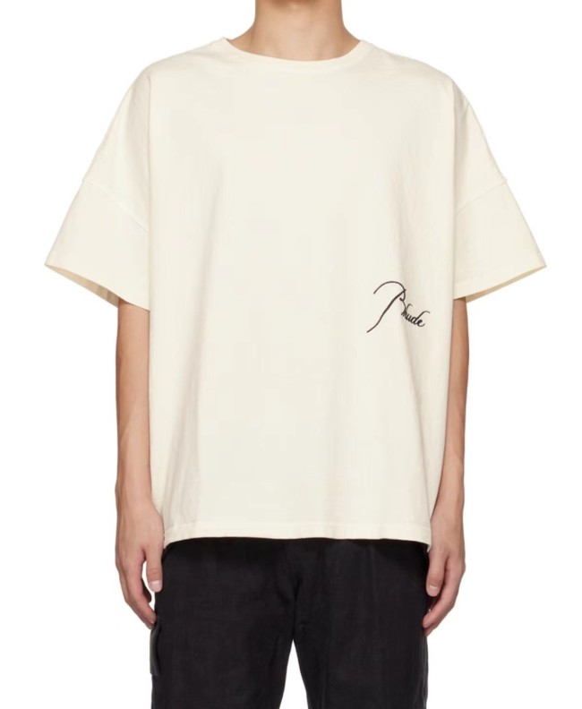 Minimalist retro monogram embroidered solid colour tee 3 colors