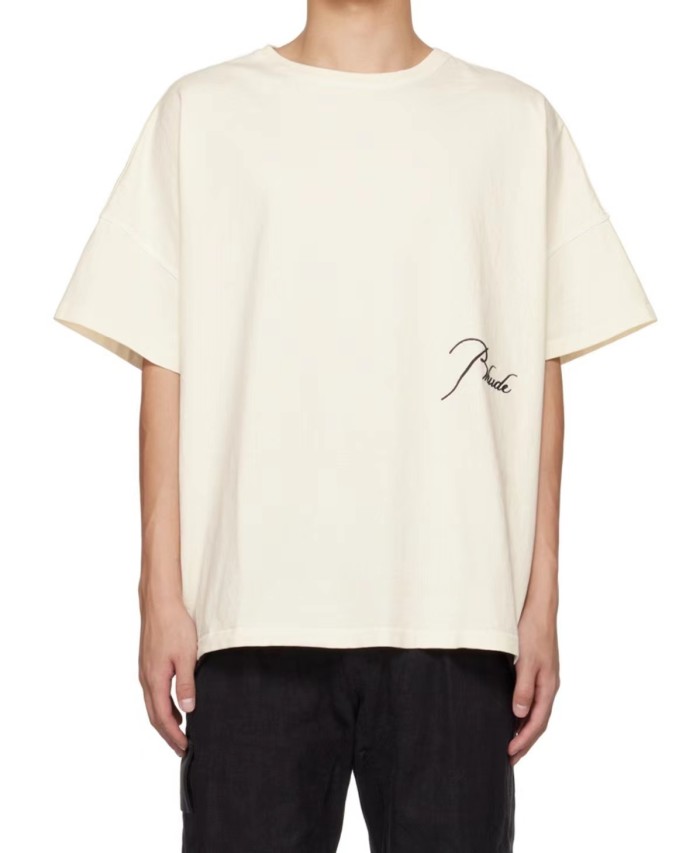 Minimalist retro monogram embroidered solid colour tee 3 colors
