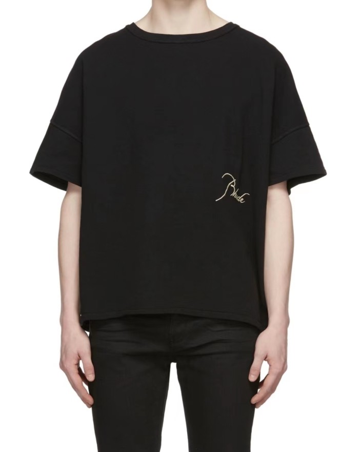Minimalist retro monogram embroidered solid colour tee 3 colors