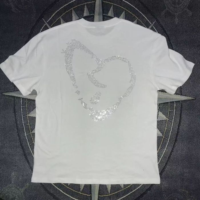 White high-temperature iron-on short-sleeved T-shirt
