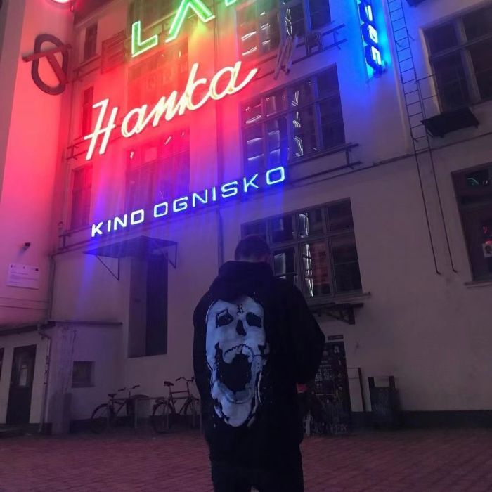 Blue embroidered logo hoodie