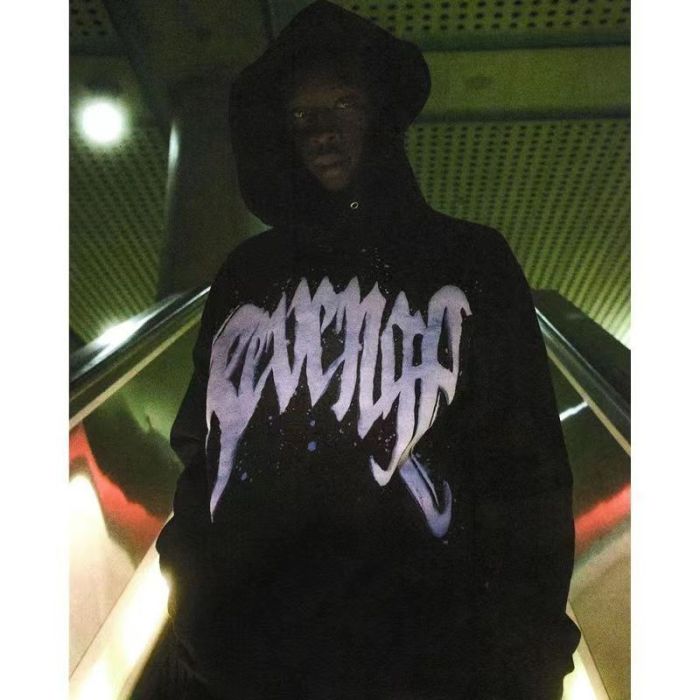 Blue embroidered logo hoodie