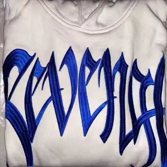 Blue embroidered logo hoodie